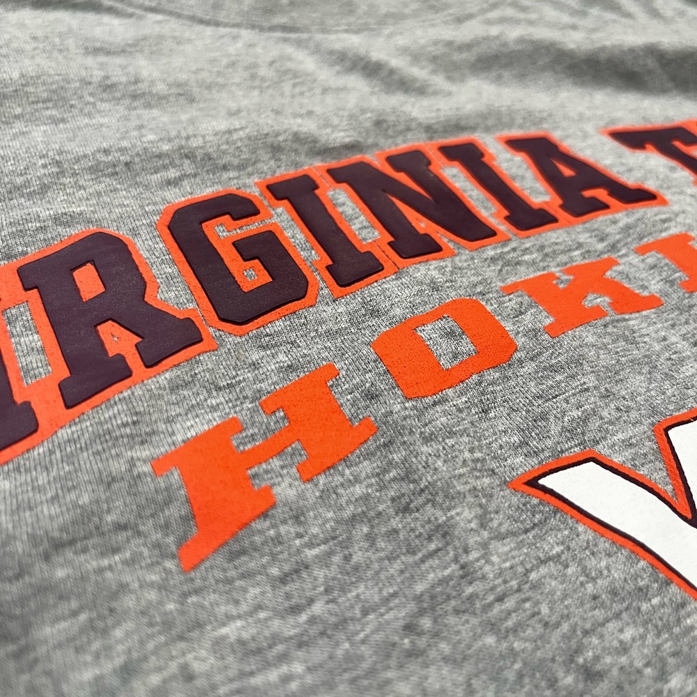 Vintage 90s Virginia Tech Hokies Layered Long Sleeve Graphic‎ Tee Shirt Grey XXL - Picture 3 of 4